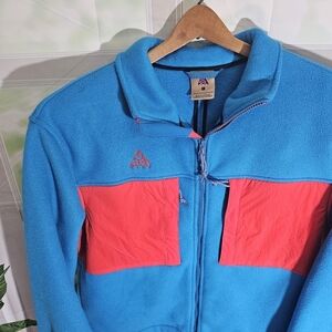 VTG Nike ACG Jacket Microfleece Full Zip Fleece Imperial‎ Blue/ Red Mens Small